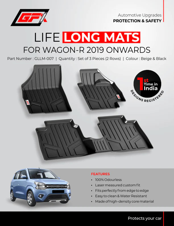 GFX Premium Life Long Floor Car Mats Compatible with Wagon-R 2019