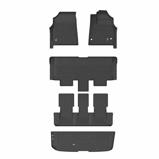 GFX Trunk and Floor Life Long Foot Mats Compatible with Toyota Innova Hycross 2023 Onwards (Black), TPV