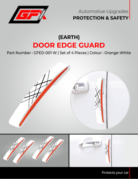 GFX Car Door Edge Guard Scratch Protector (4Pcs) Earth - Orange/White