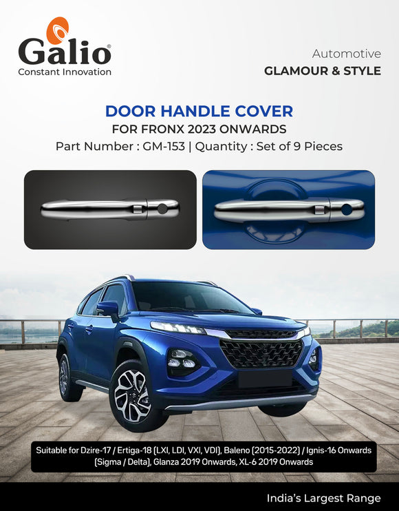 Galio Chrome Garnish Door Handle Cover Compatible With Maruti Suzuki Fronx - Set of 4 pcs.