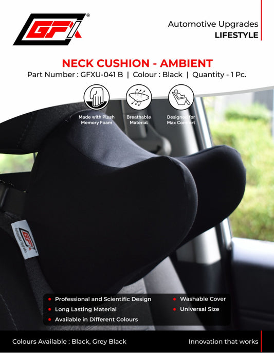 GFX Black Ambient Superior Orthopedic Neck Support Cushion for Comfortable Car Rides, 1 pc.