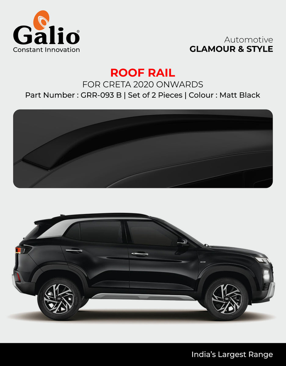 Galio Matte Black Roof Rails Compatible With Hyundai Creta 2020 Onwards  Set of