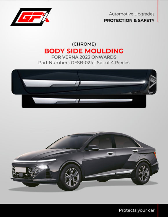 GFX Body Side Moulding Compatible With Hyundai Verna 2023 Onwards - Set of 4 pcs.
