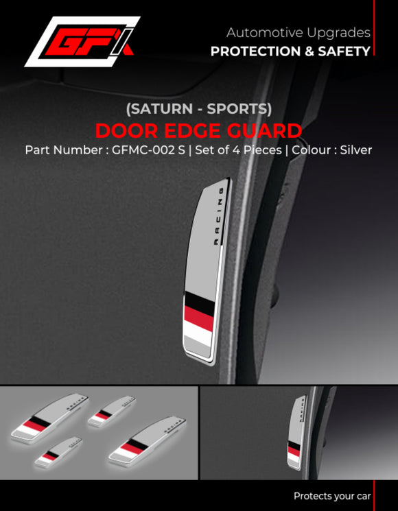 GFX Car Door Edge Guard Scratch Protector (4Pcs) (Saturn Sports-Silver)