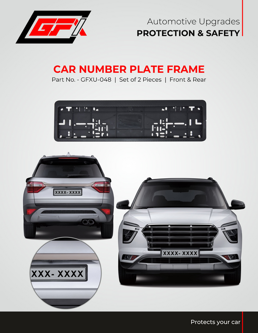 GFX Car Number Plate Frame - Set Of 2 Pcs. (Front & Rear), Universal