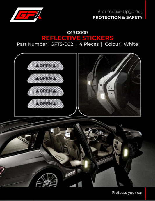 GFX Universal Car Door White Reflective Stickers, 4 Pieces