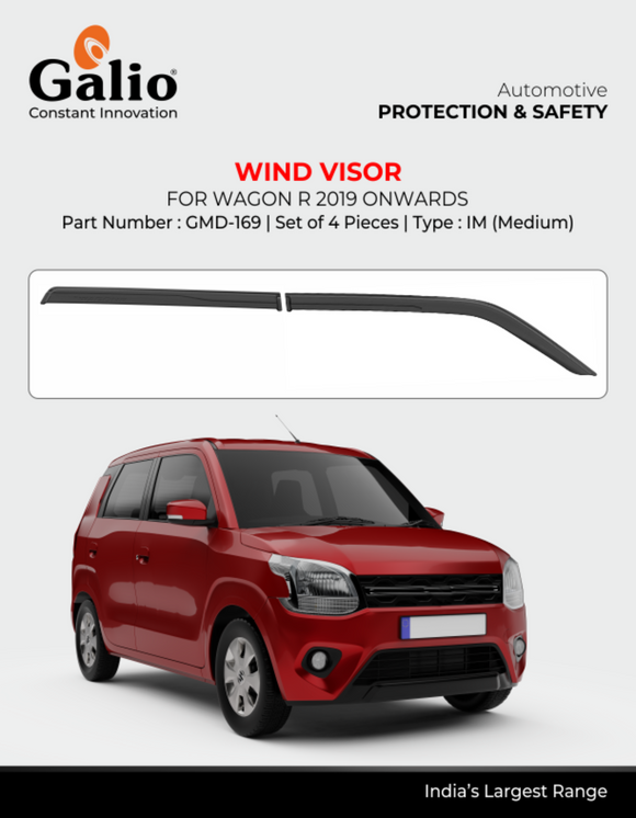 Galio Wind Visor For Maruti Suzuki Wagon R 2019 Onwards - Set of 4 Pcs.