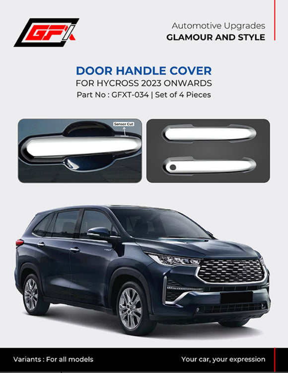 GFX Chrome Garnish Door Handle Cover Compatible With Toyota Innova Hycross 2023 Onwards