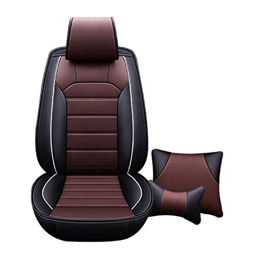 Leatherette Custom Fit Front and Rear Car Seat Covers Compatible with Honda Brio, (Black/Coffee)