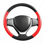 Stitchable Car Steering Cover Compatible with Toyota Etios Cross, (Black/Red)
