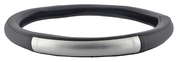 ExtraPGrip Anti-Slip Car Steering Wheel Cover Compatible with Hyundai Grand i10 NIOS, (Black/Silver)