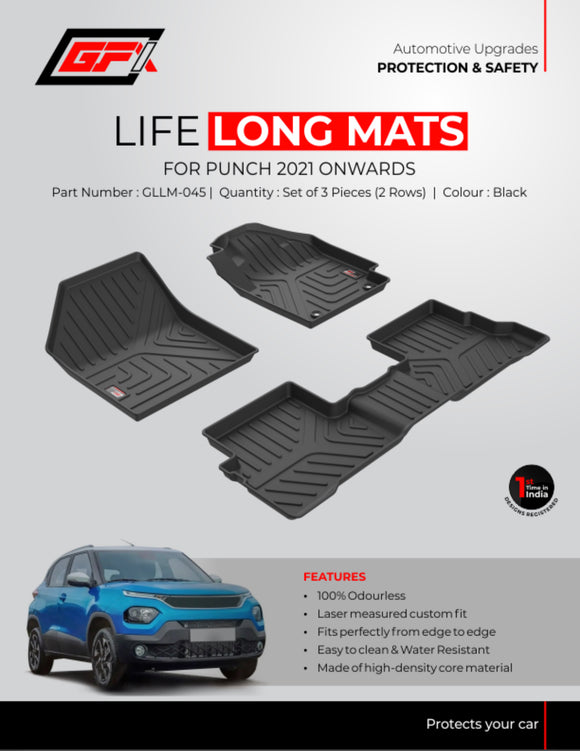 GFX Car Floor Mats Premium Life Long Foot Mats Compatible with Tata Punch 2021 Onwards