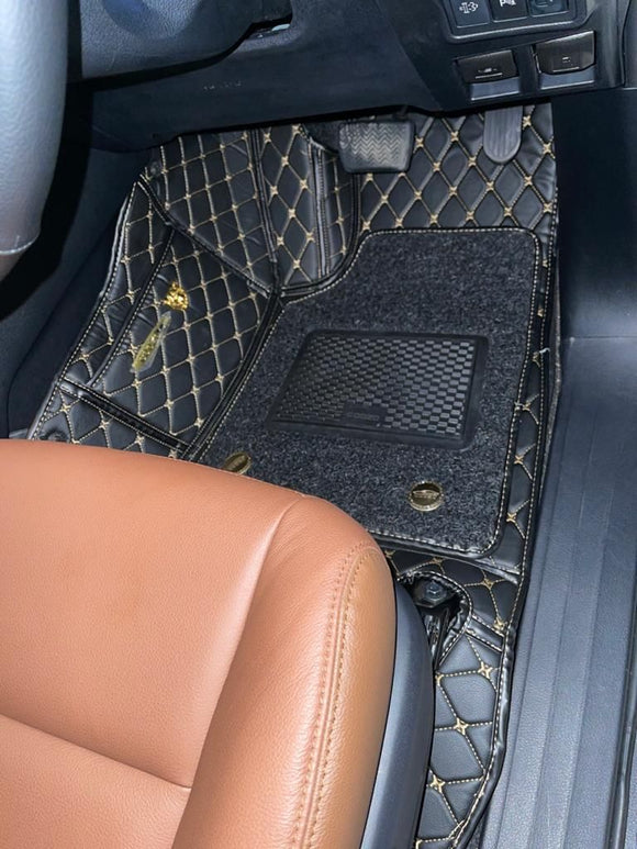 Coozo 7D PU Leather Car Mats for Etios Liva, (Black)