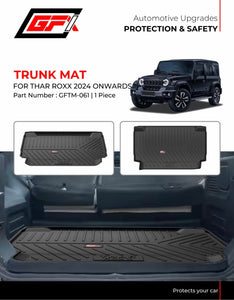 GFX Rear Waterproof Tray Boot Trunk Mat Compatible with Mahindra Thar Roxx 2024 Onwards, Black