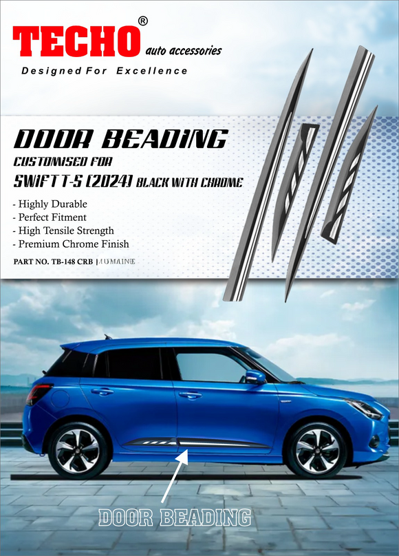 Techo Black Body Side Cladding Compatible With Maruti Suzuki Swift 2024 Onwards - Set of 4 pcs.