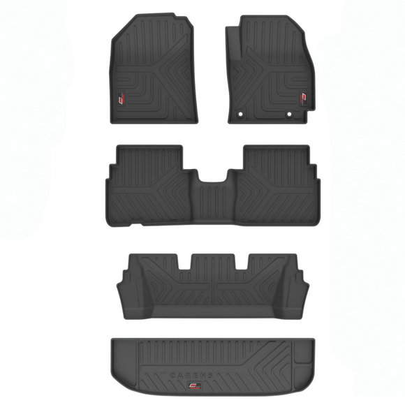 GFX Car Floor Mats Premium Life Long Foot Mats Compatible with Kia Carens 2022 Onwards - 7 Seater, Trunk Mats Included