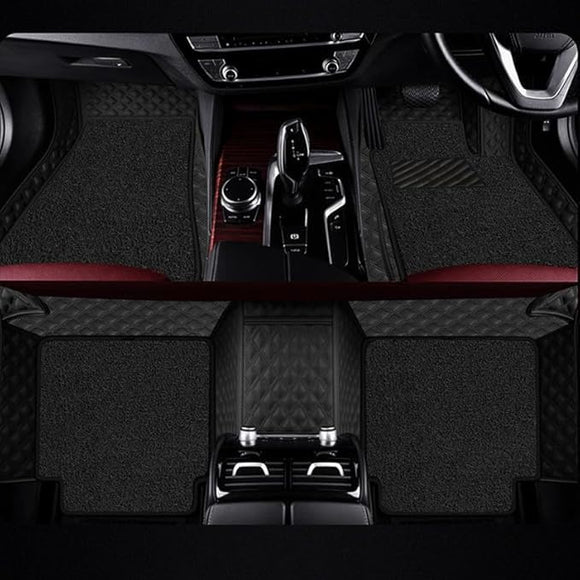 Hi Art PVC, Faux Leather, Nylon 7D Car Floor Mats Compatible with Skoda Kylaq, (All Black)