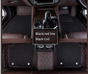 PVC, Faux Leather, Nylon 7D Car Floor Mats Compatible with Toyota Hyryder, (Black-Red)