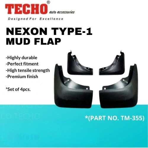 Techo Mud Guards Compatible With TATA Nexon (2017-2019) - Set Of 4