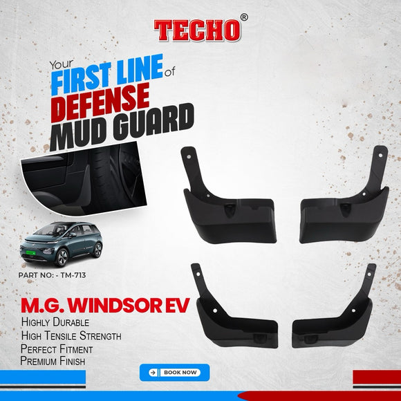 Techo Mud Guards Compatible With MG Windsor EV - Set Of 4