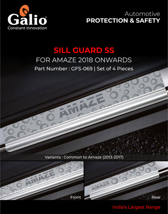 Galio Sill Guard Compatible With Honda Amaze 2018 Onwards - Set of 4 Pcs.