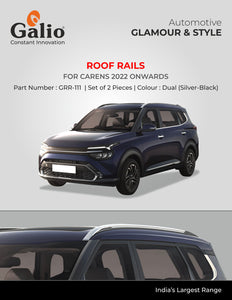 Galio Silver-Black Roof Rails Compatible With Kia Carens 2022 Onwards - Set of 2 pcs.