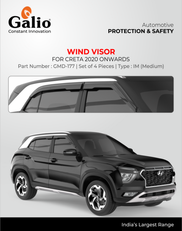 Galio Wind Visor For Hyundai Creta (2020-2023) - Set of 4 Pcs.