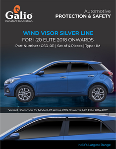 Galio Silver Line Door Wind Visor Compatible With Hyundai Elite i20 (2015-2019) - Set of 4 Pcs.