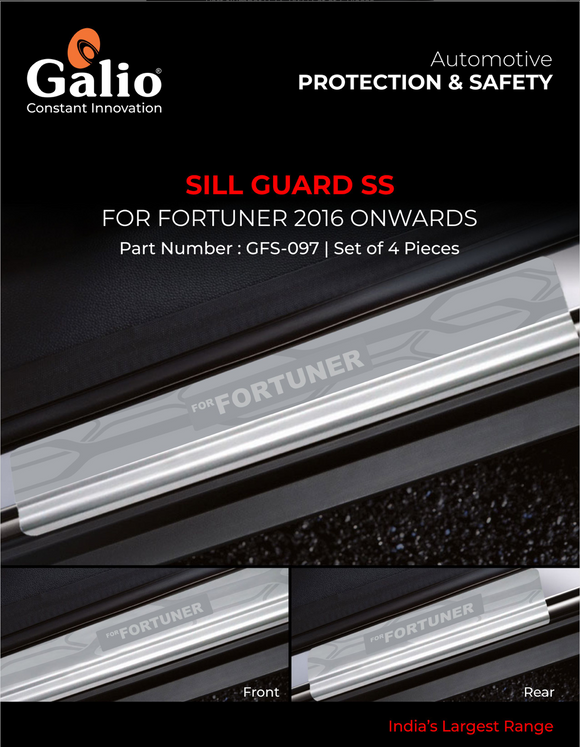 Galio Sill Guard Compatible With Toyota Fortuner 2016 Onwards - Set of 4 Pcs.