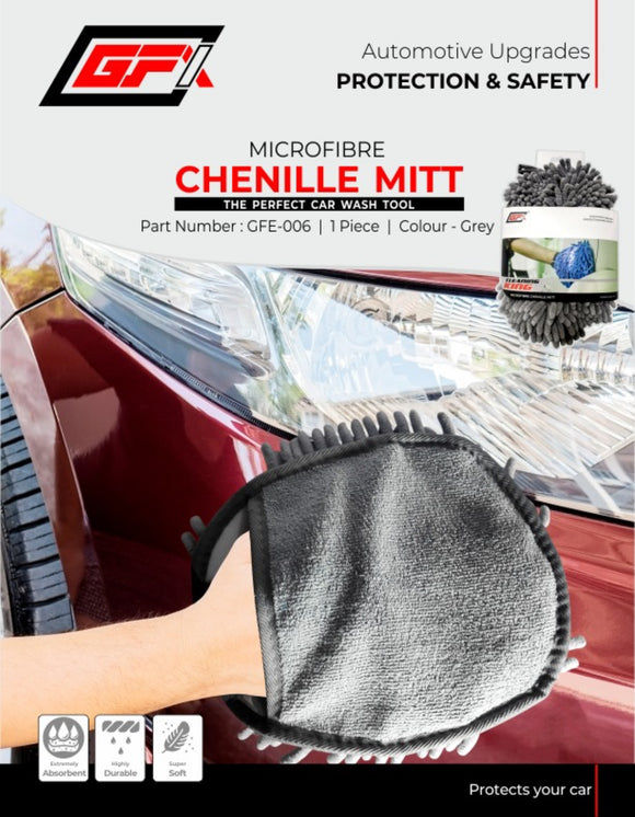 GFX Microfibre Cloth Chenille Mitt - 1 Pcs, Colour - Grey