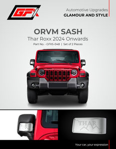 GFX ORVM Sash Compatible with Mahindra Thar Roxx 2024 Onwards - Set of 2 Pcs.