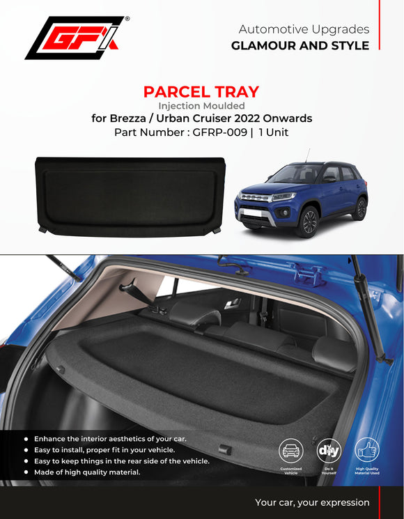 GFX Injection Moulded Parcel Tray Compatible With Toyota Urban Cruiser 2022 Onwards, 1 Unit