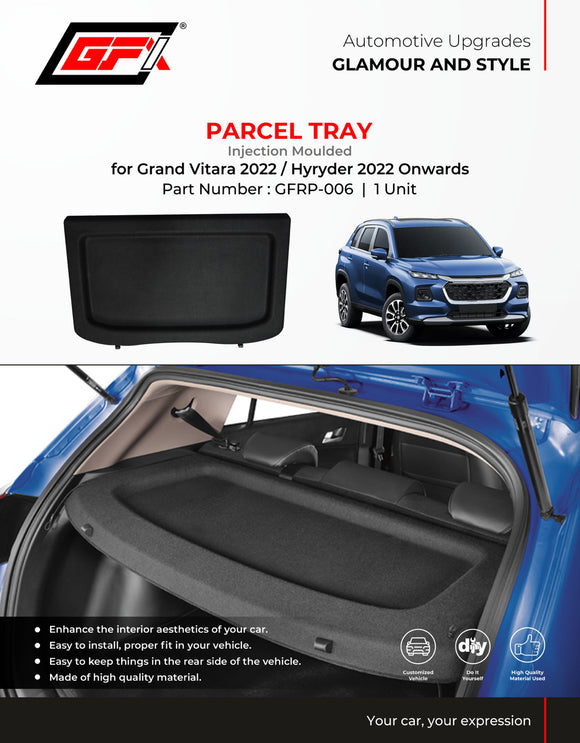 GFX Injection Moulded Parcel Tray Compatible With Toyota Hyryder 2022 Onwards, 1 Unit