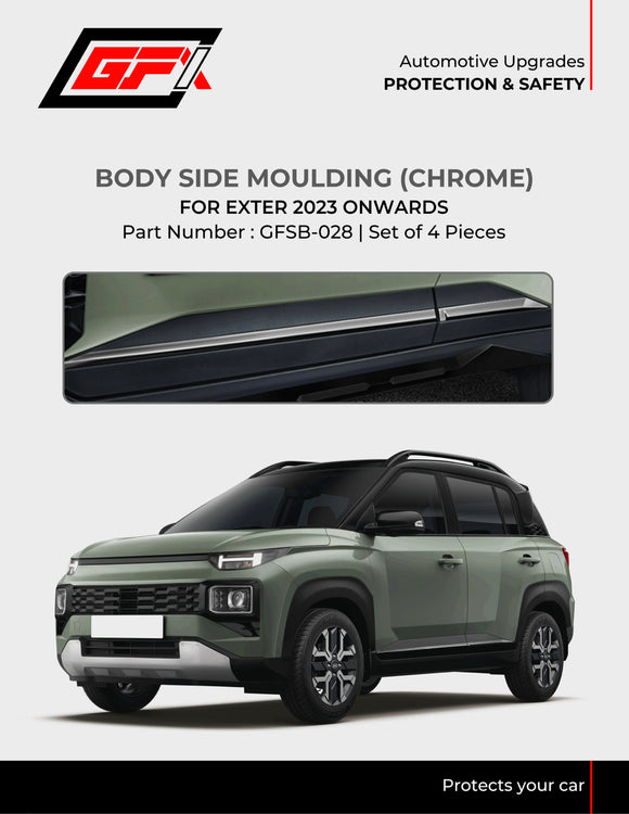GFX Body Side Moulding Compatible With Hyundai Exter 2023 Onwards (Chrome)- Set of 4 pcs.