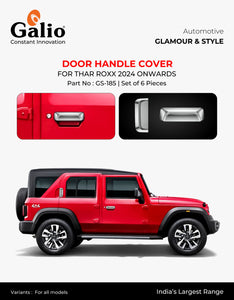 Galio Chrome Garnish Door Handle Cover Compatible With Mahindra Thar Roxx 2024 - Set of 6 pcs.