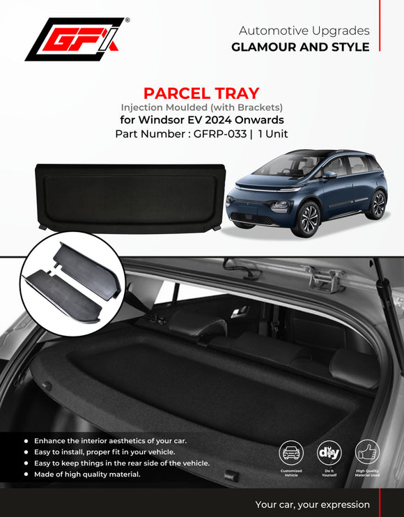 GFX Injection Moulded Parcel Tray With Brackets Compatible With MG Windsor 2024 Onwards, 1 Unit
