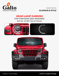 Galio Head Lamp Garnish Compatible With Thar Roxx 2024 Onwards - Set of 2 Pcs.