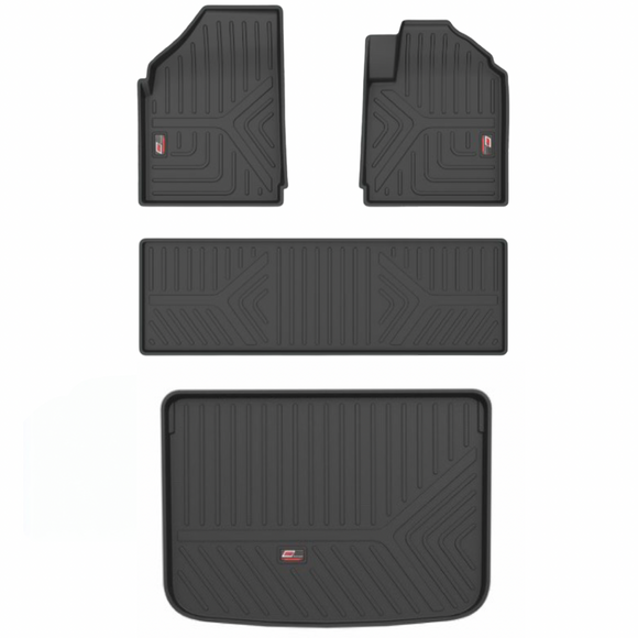 GFX Life Long Foot & Trunk Mats Compatible with MG Windsor EV 2024 Onwards, Black (Set of 4 pcs.)