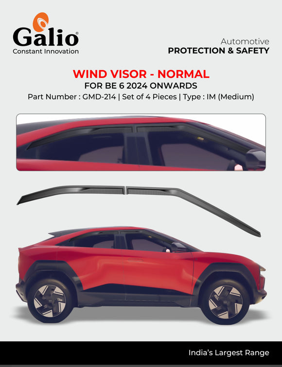 Galio Black Wind Visor For Mahindra BE6 - Set of 4 Pcs.