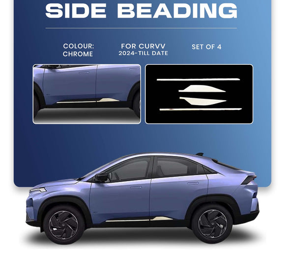 Chrome Body Side Cladding Compatible With TATA Curvv 2024 Onwards - Set of 4 pcs.