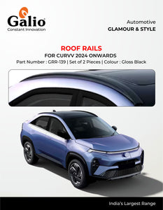 Galio Gloss Black Roof Rails Compatible With TATA Curvv 2024 Onwards - Set of 2 pcs.