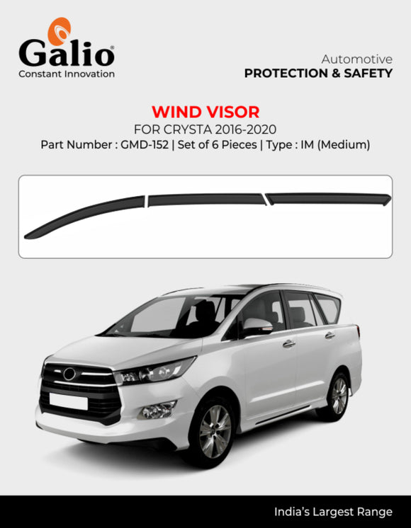 Galio Wind Visor For Toyota Innova Crysta 2016 Onwards- Set of 6 Pcs.