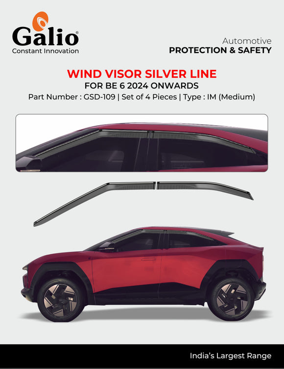 Galio Silver Line Door Wind Visor Compatible With Mahindra BE6 - Set of 4 Pcs.
