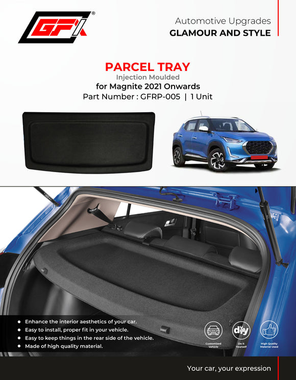 GFX Injection Moulded Parcel Tray Compatible With Nissan Magnite 2021 Onwards, 1 Unit