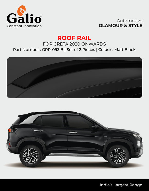 Galio Matte Black Roof Rails Compatible With Hyundai Creta 2020 Onwards - Set of 2 pcs.