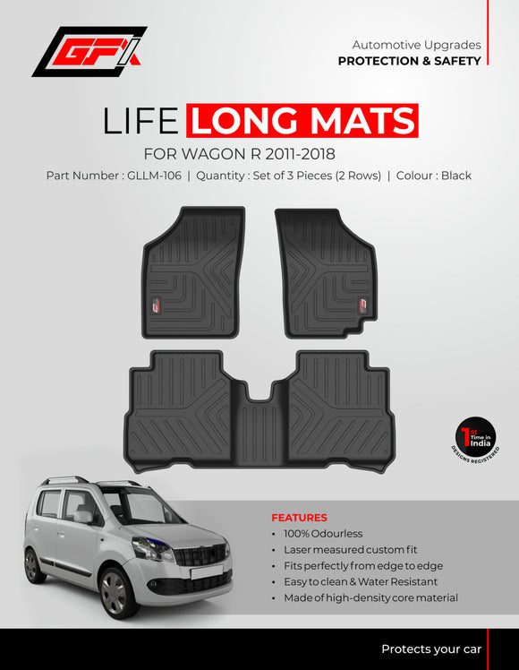 GFX Car Life Long Floor Mats Compatible with Maruti Suzuki Wagon R (2011-2018)