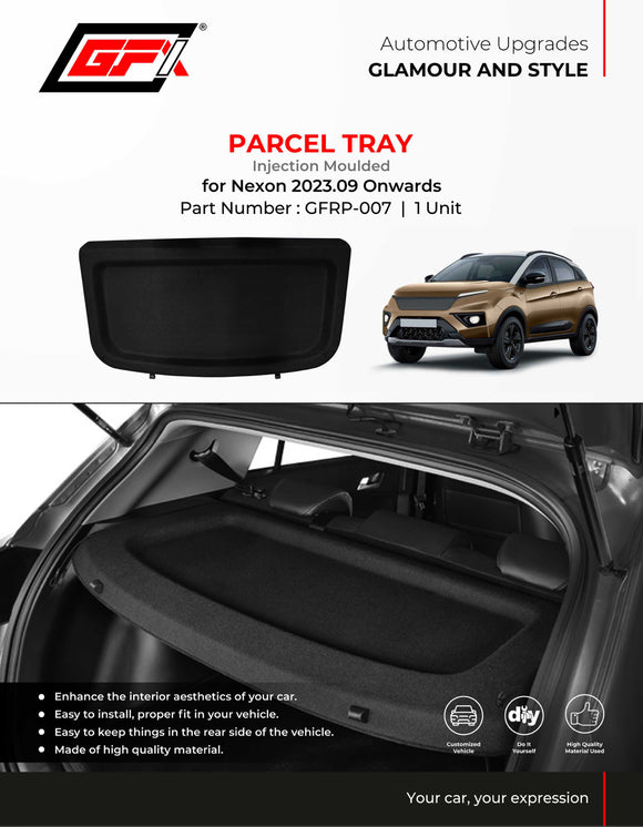 GFX Injection Moulded Parcel Tray Compatible With TATA Nexon 2023 Onwards, 1 Unit