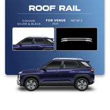 Silver & Black Roof Rails Compatible With Hyundai Venue 2025 Onwards - Set of 2 pcs.