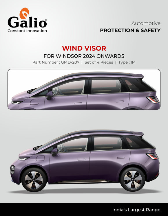 Galio Black Wind Visor For MG Windsor - Set of 4 Pcs.