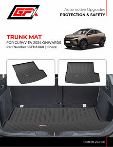 GFX Rear Waterproof Tray Boot Trunk Mat Compatible with TATA Curvv EV 2024 Onwards, Black